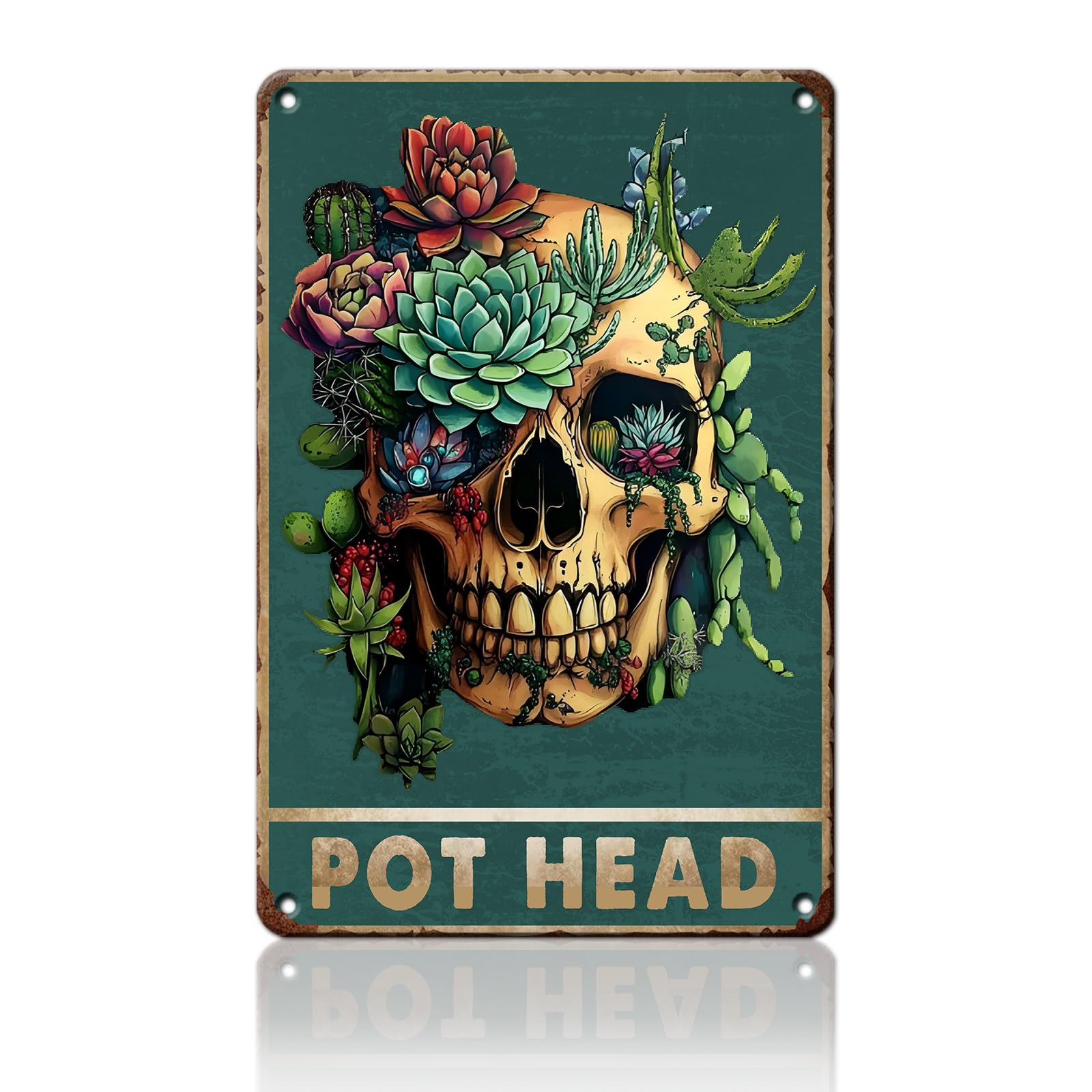 Anceky Tin Sign Skull Metal Sign Retro Wall Decor for Living Room Yard Porch Window Home Cafe 12×16 Inch