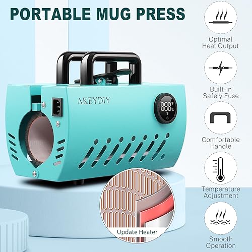 Miniatura 5 de AKEYDIY Prensa de calor para vasos, máquina de prensa de calor de vasos de 30 onzas, 20 onzas, 16 onzas, vasos de sublimación, latas de frascos de