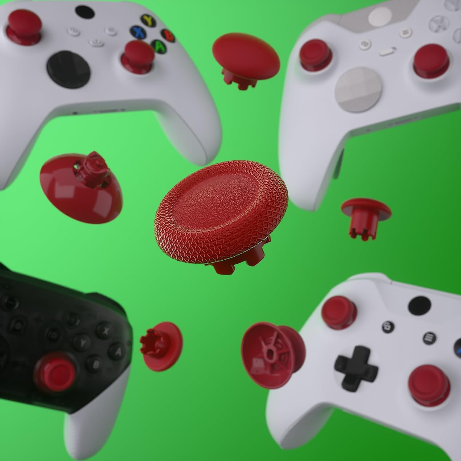 eXtremeRate EDGE Sticks Interchangeable Thumbsticks for Xbox Core Controller, Carmine Red Swappable Analog Stick Joystick for Xbox One S/X, Xbox Elite V1 Controller, for Nintendo Switch Pro Controller - Image 5