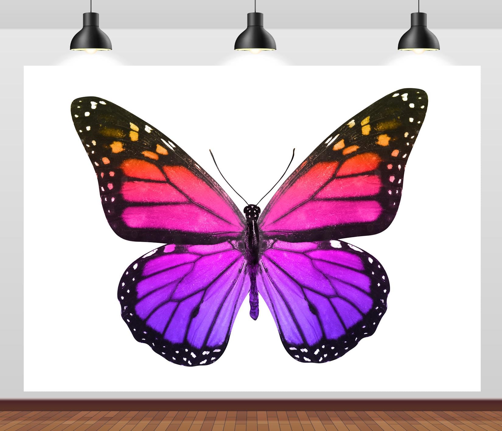 BELECO 5x3ft Fabric Butterfly Backdrop Colorful Butterfly Wings White Background Magic Butterfly Theme Party Decoration Banner Birthday Shoot Photo