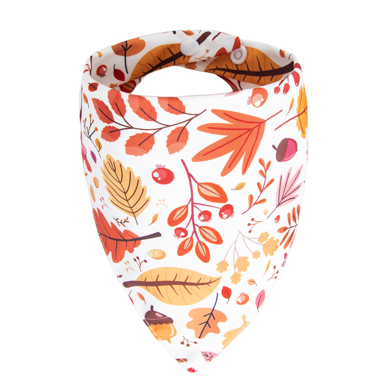 ICEMOOD Dog Fall Bandanas - Colorful Autumn Leaves, Acorns & Berries Print, Thanksgiving Holiday Triangle Pet Scarf with Snap Button, Extra Large Breed, 75lbs+ — image 1