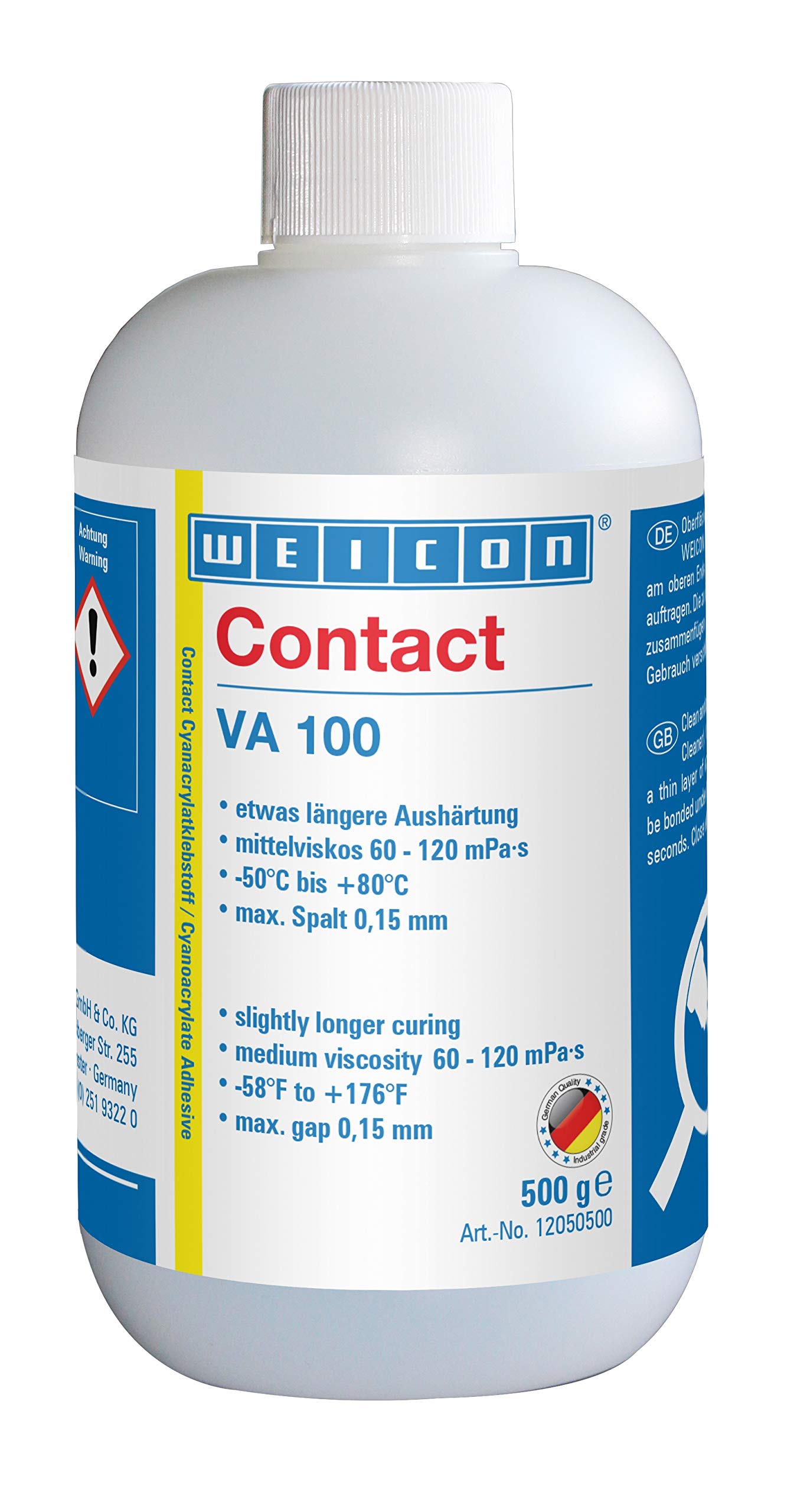 WEICON Contact VA 100 / klej cyjanoakrylowy/butelka 500 g/klej uniwersalny