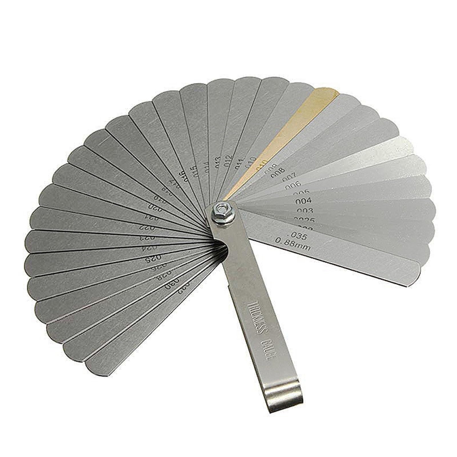 Cfwwsaq One Color Feeler Gauges, 32 Blades Metric Feeler Gauge High Precision 0.04-0.88 Thickness Gages Gap Filler Feeler Gauges Woodworking Measuring