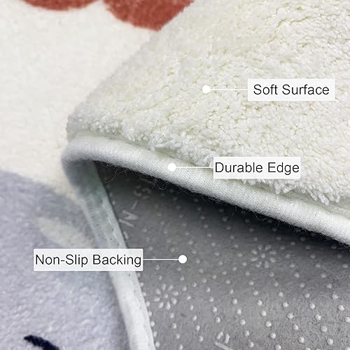 Miniatura 6 de USTIDE Alfombra mullida de pasillo para niños de 4.9 pies, bonita alfombra de área de animales, lavable, alfombra de juego suave para habitación de