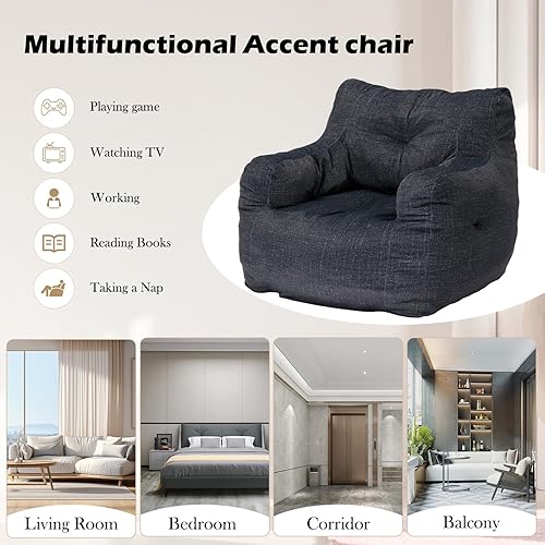 Miniatura 7 de UZUGUL Puf, sofá perezoso con espuma de alta densidad, ultra suave para adultos, cómodo y acogedor puf con espuma viscoelástica para sala de estar,