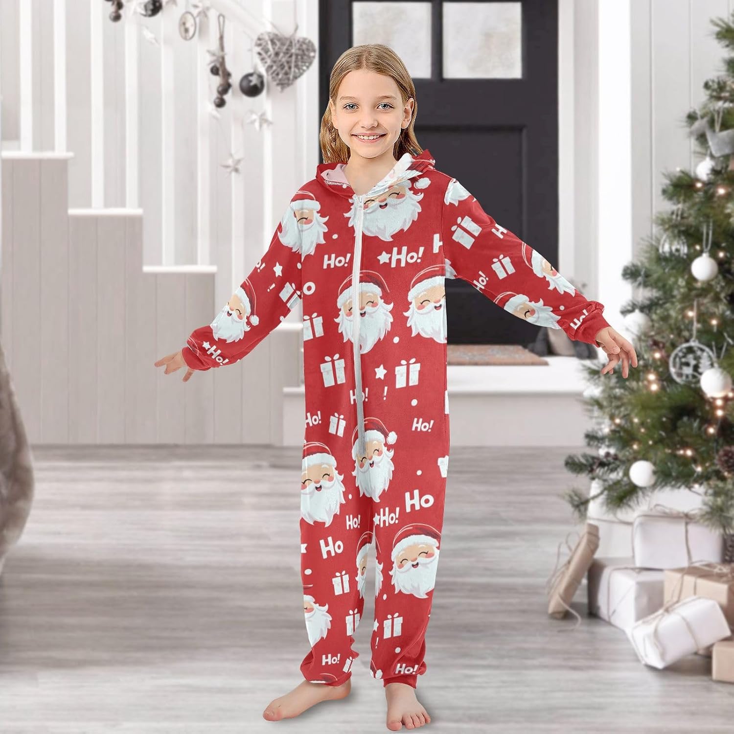 Onesie Sleepwear Cute Capybara Stars One Piece Hooded Unisex Jumpsuit with Pockets 5-6Y