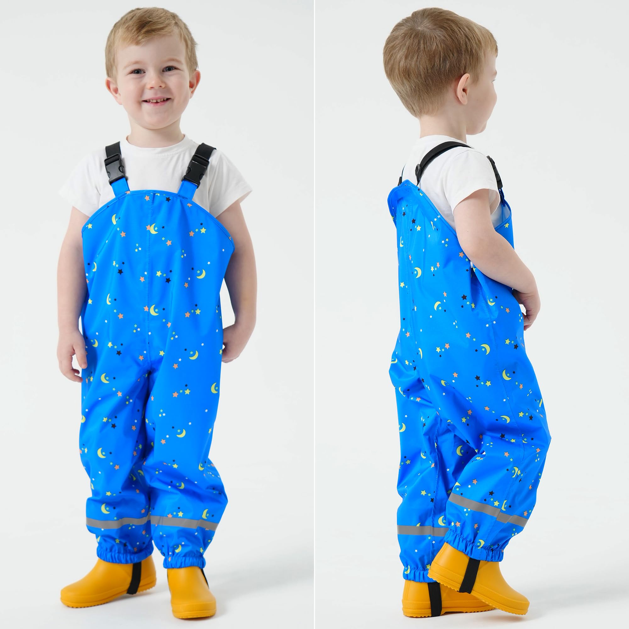 Pantalon Imperméable Enfant Salopette de Pluie, Filles Pantalon de Pluie Garçons Combinaison de Pluie Réutilisable Vêtements de Pluie
