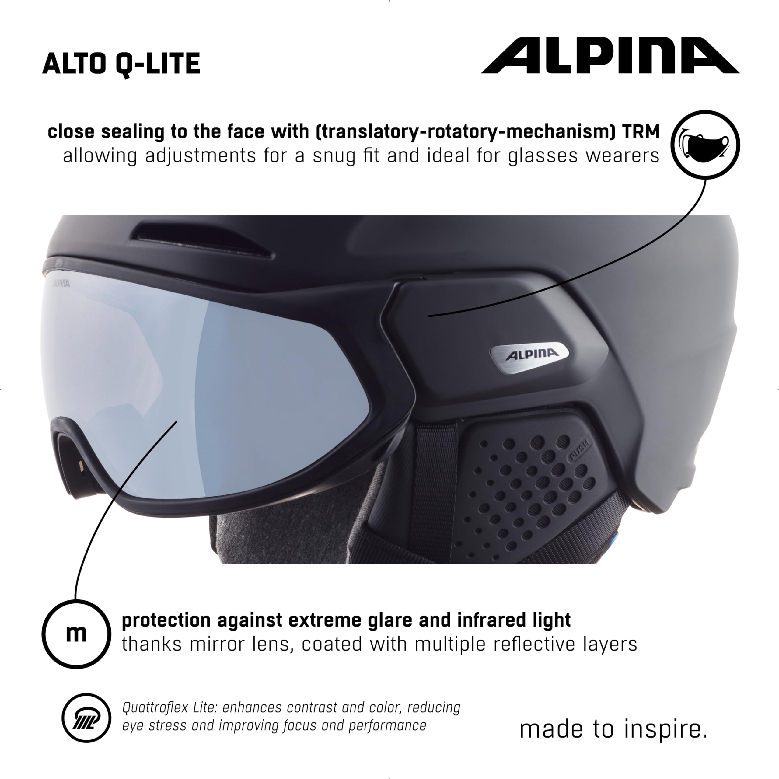 ALPINA Unisex - kask narciarski ALTO Q-LITE dla dorosłych, czarny matowy, 51-55 cm