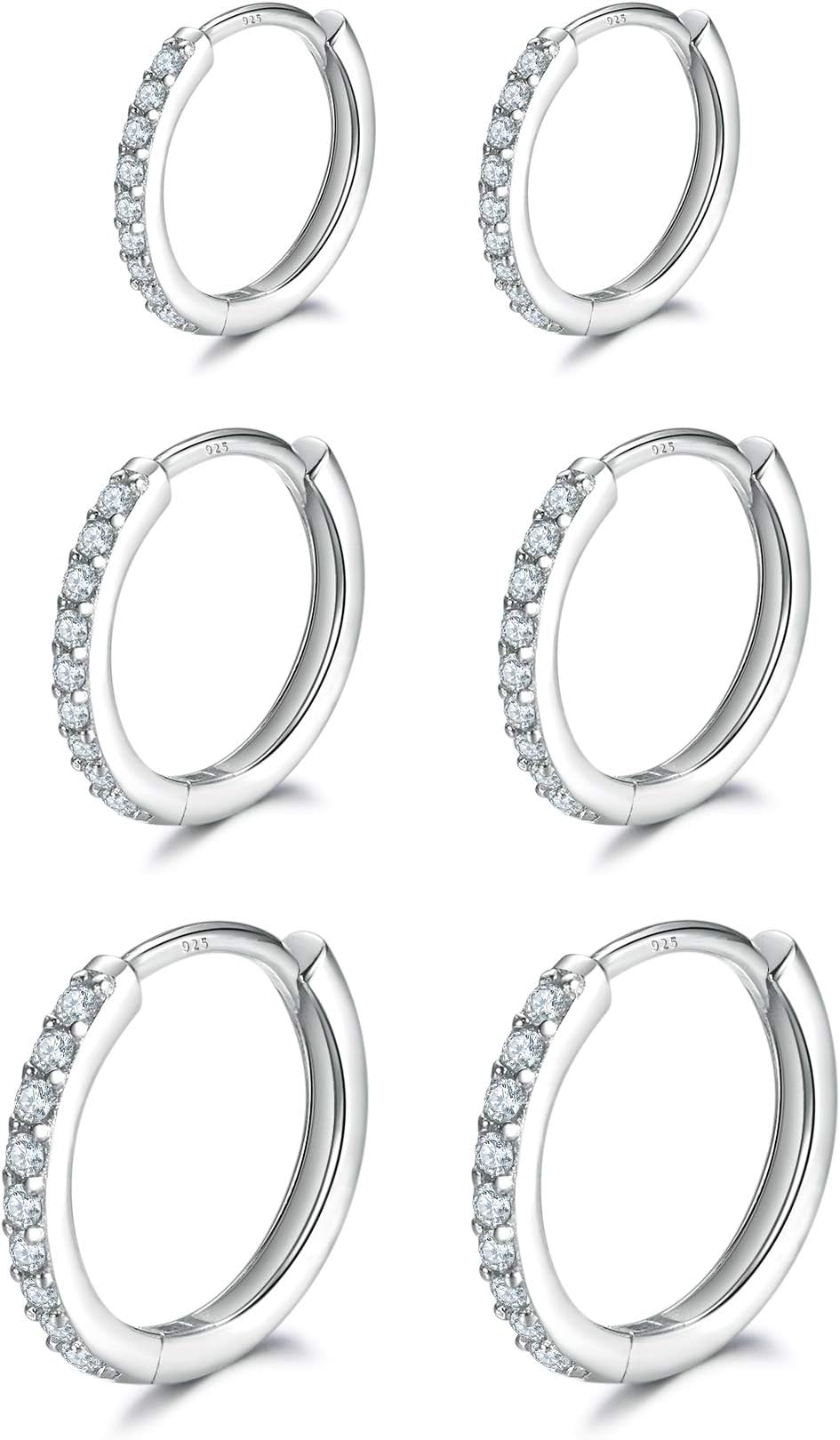 sterling silver CZ hoop earrings