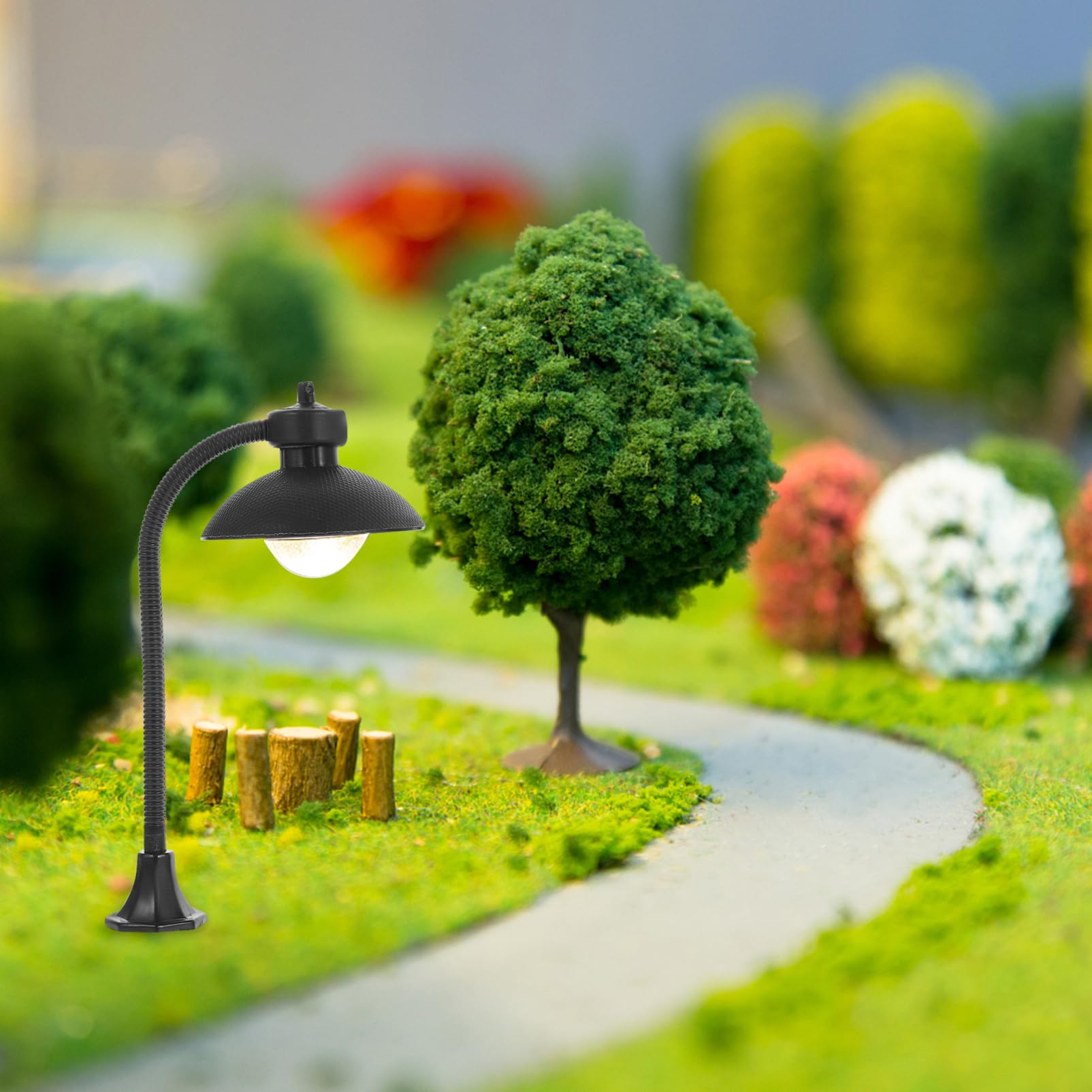 Homoyoyo 6Pcs Miniature Lamp Decorative Street Light Props for House Garden Sand Table Decor Realistic Design with Stable Flat Bottom for Bedroom Craft Projects