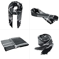 Vista 8 de Zando Manta a cuadros gruesa para invierno, bufanda gruesa de tartán, chal de gran tamaño, bufandas