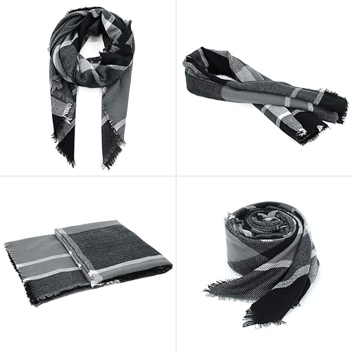 Miniatura 8 de Zando Manta a cuadros gruesa para invierno, bufanda gruesa de tartán, chal de gran tamaño, bufandas
