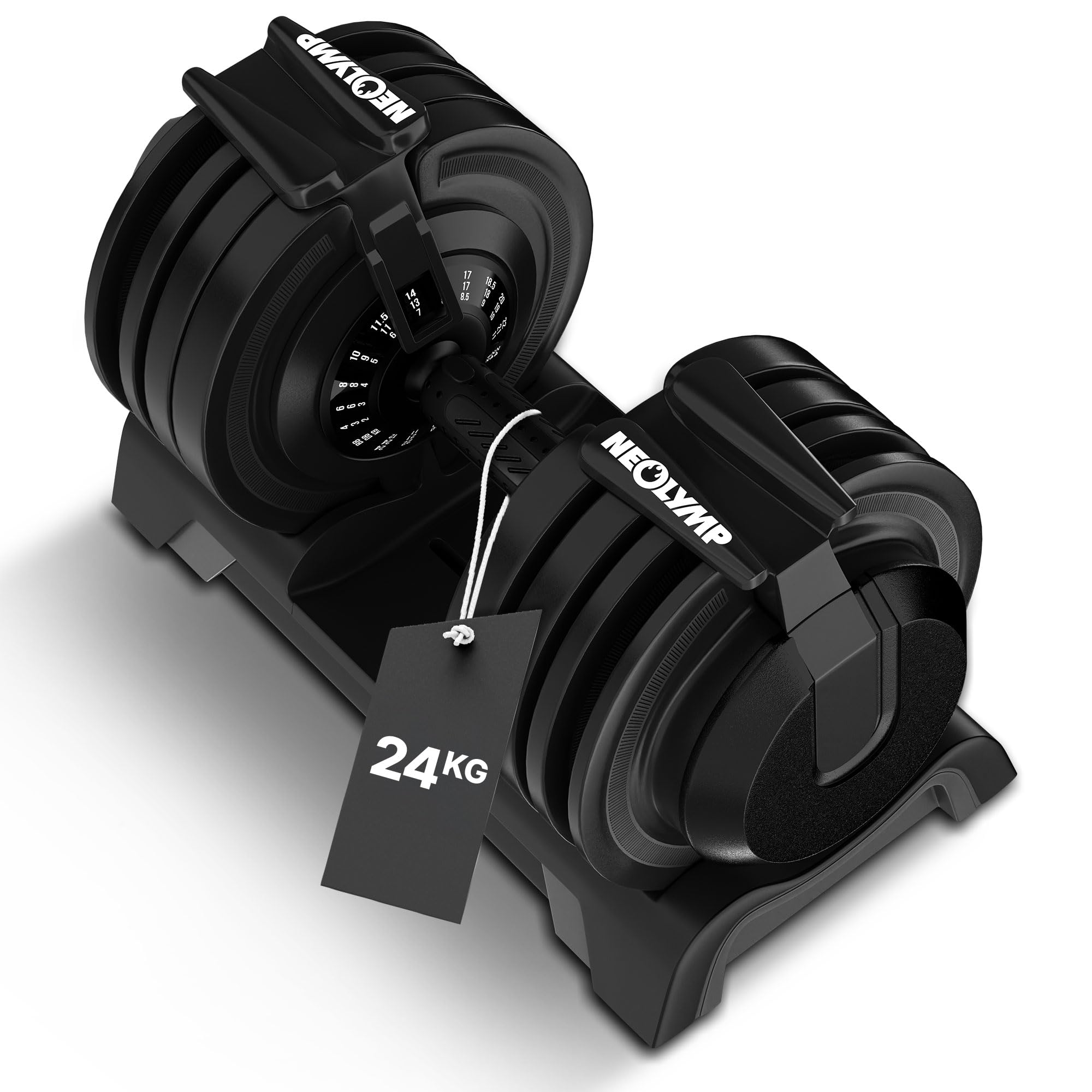 NEOLYMP Verstellbare Kurzhantel 2-24 kg, 12 Stufen, Drehgriff-System