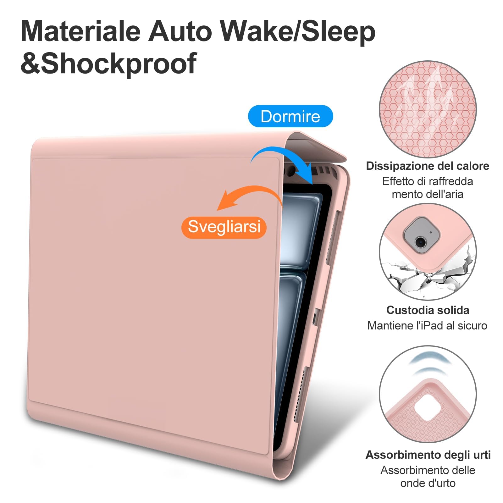 WAVATA Tastiera Con Custodia Per IPad Air 13” M3/M2 2025/2024 E IPad Pro 12.9” 3a-6a Gen – Tastiera Bluetooth Staccabile, Retroilluminata 7 Colori, Italiano QWERTY