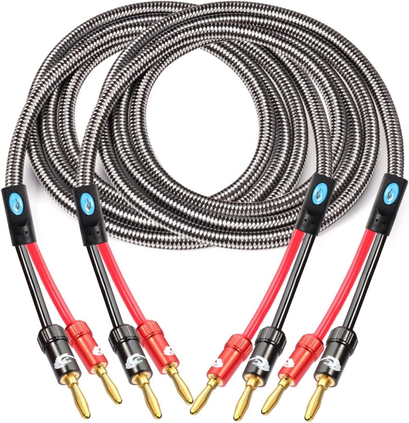 Artemisia Audiophile Speaker Cable with Banana Plug Compatible with AMP Home Theater Surround Sound System Gold Plated Banana Audio Cable 1M 2M 3M 5M (Color : A Pair (red), Size : 150cm)