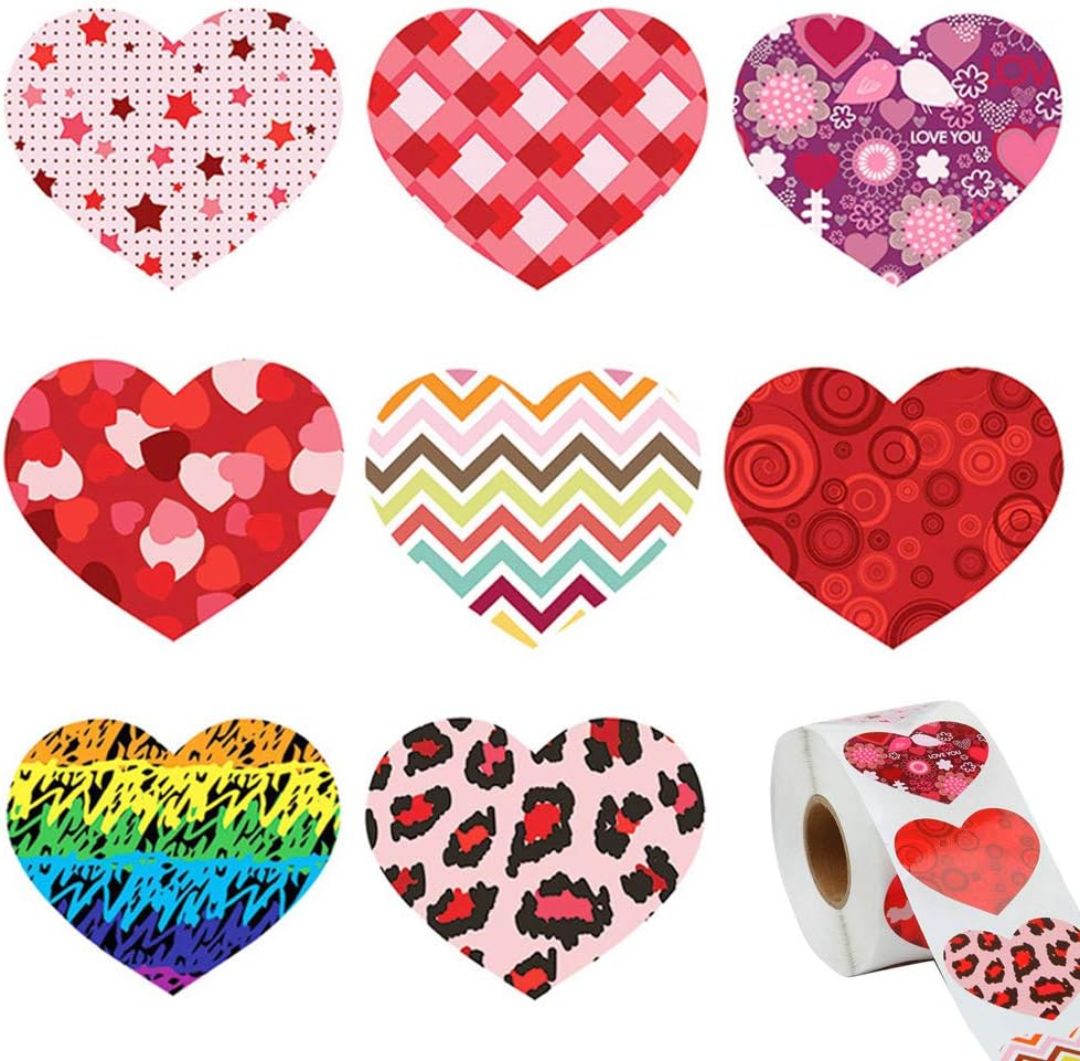 500 Pieces Heart Stickers Valentine's Day Colorful Love Decorative Stickers Self-Adhesive Heart Shaped Sticker Labels for Wedding Party…