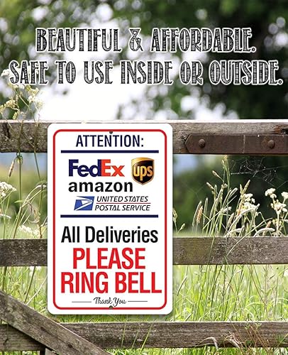 Miniatura 4 de Delivery Sign for Package and Box Deliveries - Please Ring Bell Instructions - Directional Deliveries Sign for Home Office, Porch Entryway Gate