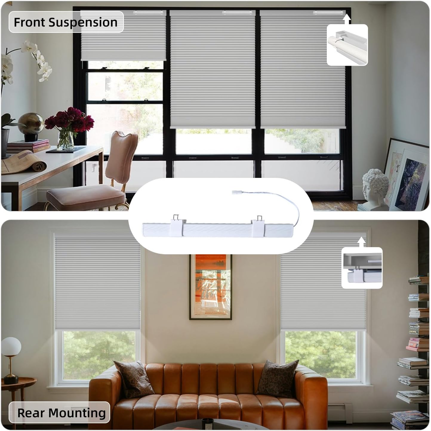 SmartWings Motorized Cellular Shades, Honeycomb Blinds Compatible with Zigbee/Alexa/Z-Wave/Homekit, Wireless Remote Control for Smart Home and Office in Customized Size,100% Blackout Grey
