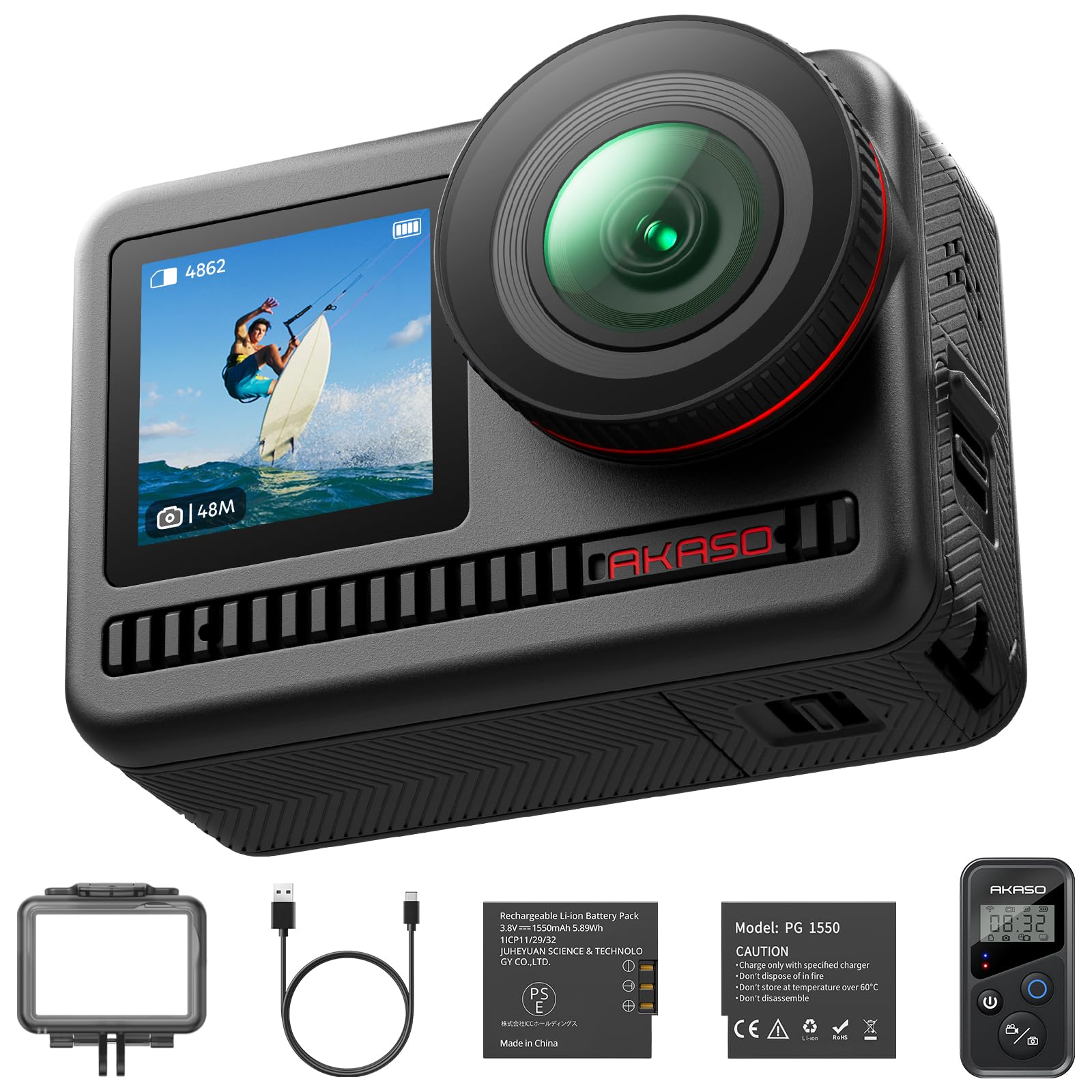 AKASO Brave 8 4K60FPS Action Camera, 48MP Photo Waterproof Underwater Camera with SuperSmooth Stabilization Touch Screen Sports Camera with 5X Zoom 8X