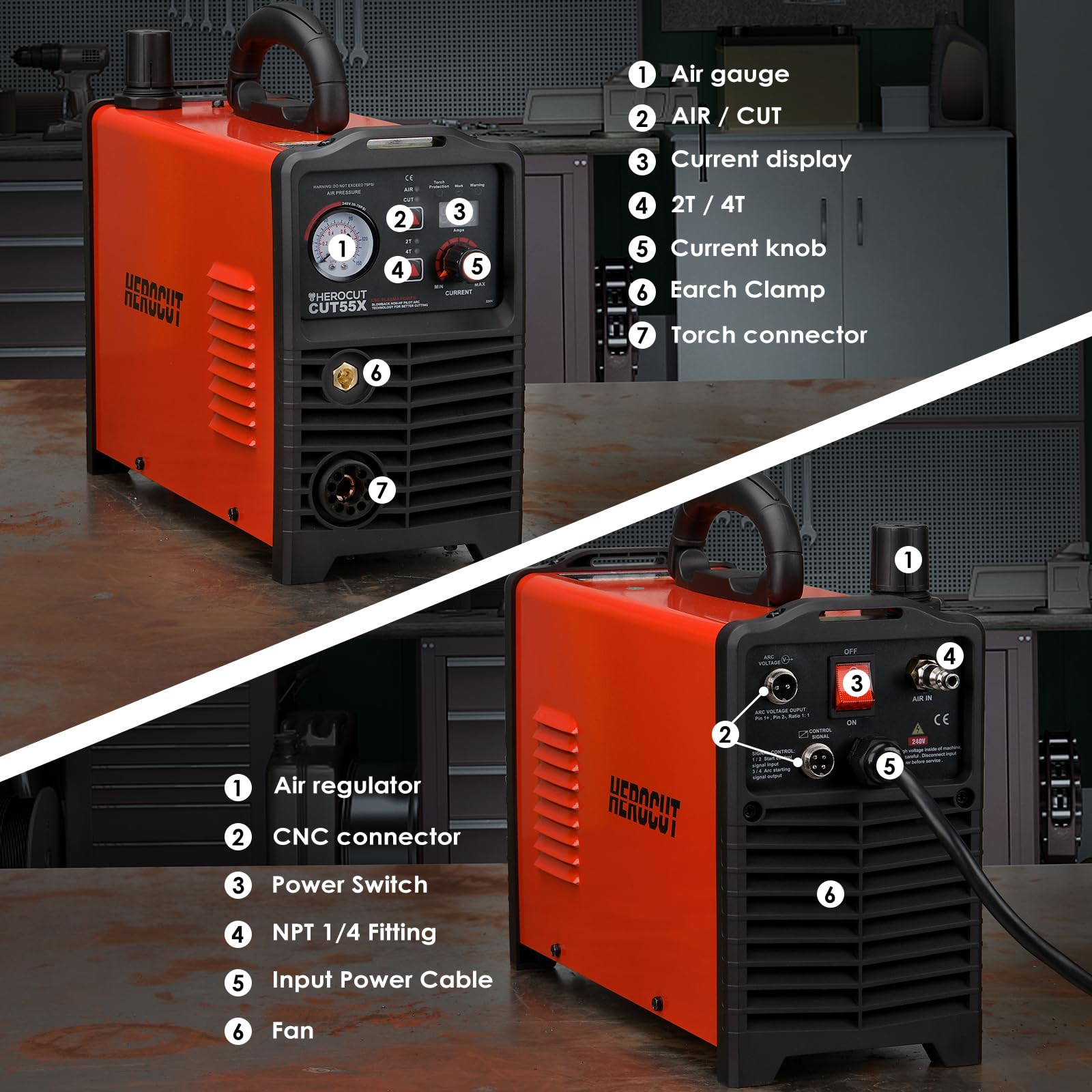 Przecinarka plazmowa Przecinarka plazmowa łukowa CNC HeroCut CUT55X 55Amps 220 Maszyna do cięcia plazmowego CNC non-HF IGBT może współpracować ze stołem CNC