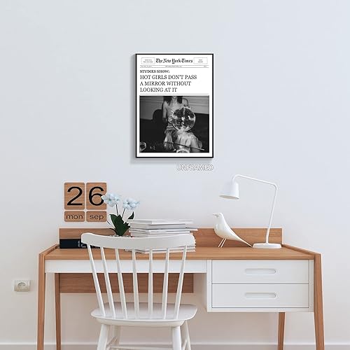 Miniatura 4 de XMQQLL Lienzo de periódico vintage funky, arte de pared, impresiones de cóctel de discoteca en blanco y negro para habitación, carteles estéticos de