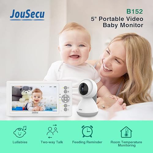 Miniatura 9 de Monitor de cámara para bebé con 30 horas de duración de la batería, monitor de bebé con zoom panorámico con cámara y audio de pantalla grande de 5