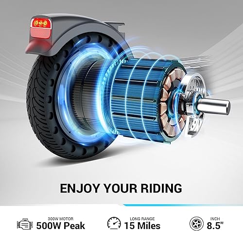 Miniatura 3 de SISIGAD Patinete eléctrico para adultos, motor de 300 W, pico de 500 W, scooter eléctrico de largo alcance de 15 millas para adultos, neumáticos