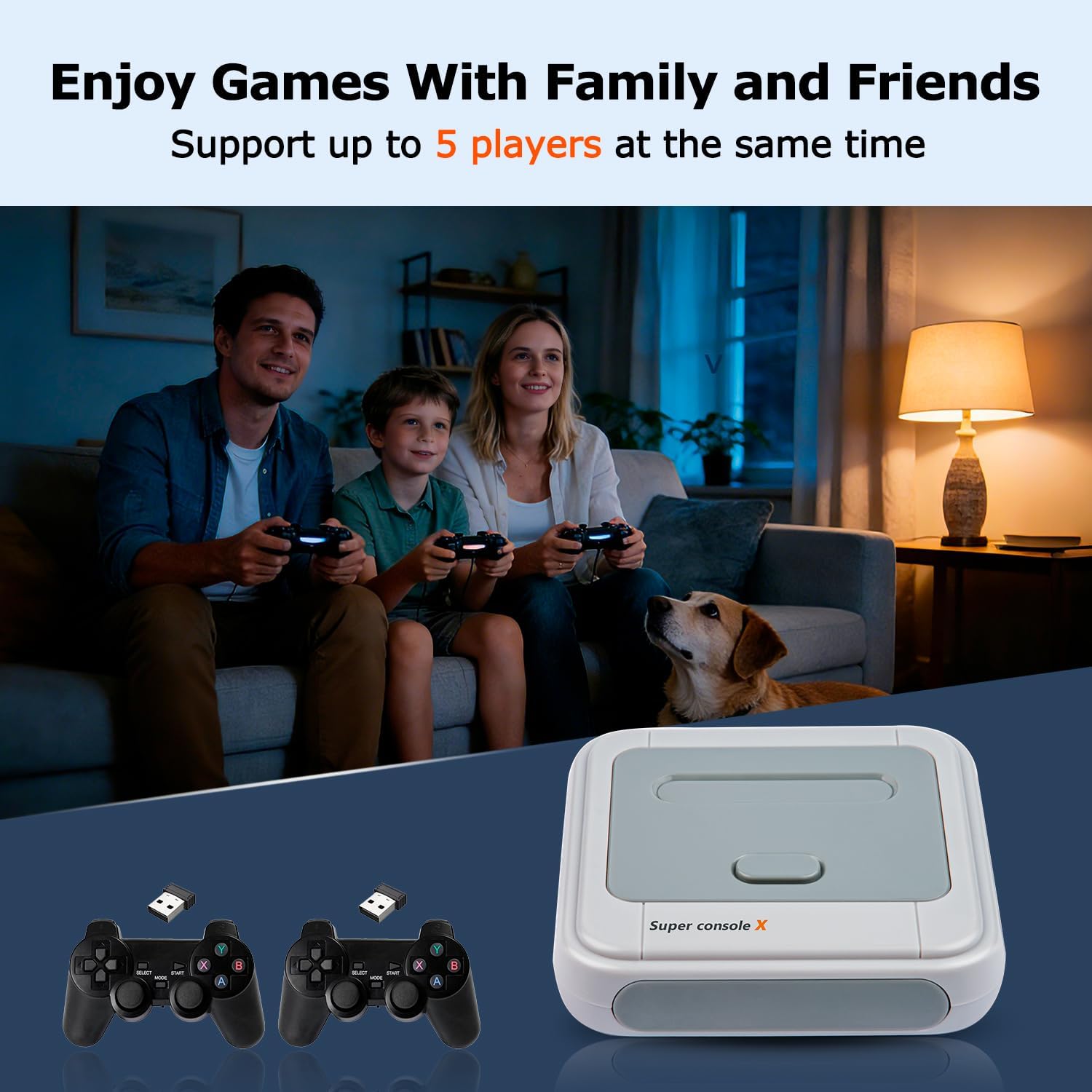 Kinhank Super Console X Retro Game Console Built in 35,000+ Games,Video game console with 2 Gamepads,5 Players,LAN/WiFi,Emulator Console Compatible with classic Emulators