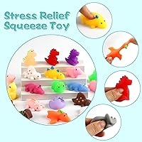 Vista 4 de Juguetes Squishy Mochi, 24 piezas de dinosaurios esponjosos para niños, regalos para fiestas, premios para clases, juguetes esponjosos para aliviar
