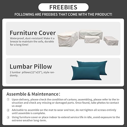 Miniatura 7 de Rattaner Juego de muebles de patio de 6 piezas juegos de muebles de exterior sillas de patio mesa de café cojines antideslizantes azul pavo real y