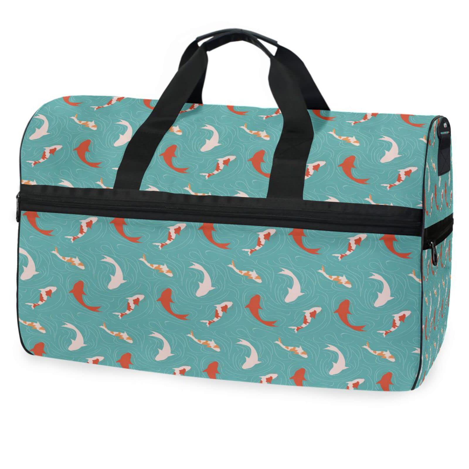 Fisch Karpfen Süßer Cartoon Koi Sporttasche Badetasche mit Schuhfach Reisetaschen Handtasche für Reisen Frauen Mädchen Männer