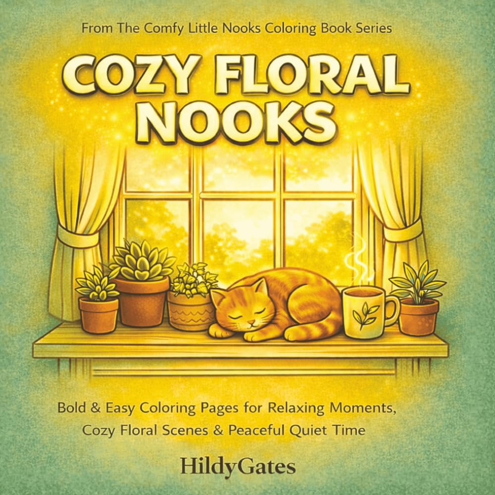 Cozy Floral Nooks: Bold & Easy Coloring Pages for Relaxing Moments, Cozy Floral Scenes & Peaceful Quiet Time (The Comfy Little Nooks Coloring Book Series)