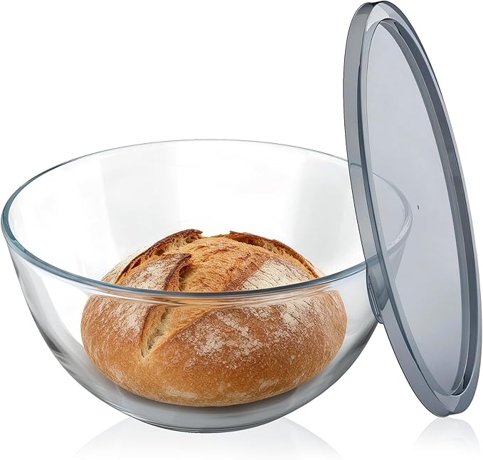 Large Glass Bowl for Sourdough Bread Making, 4.7 Quart Glass