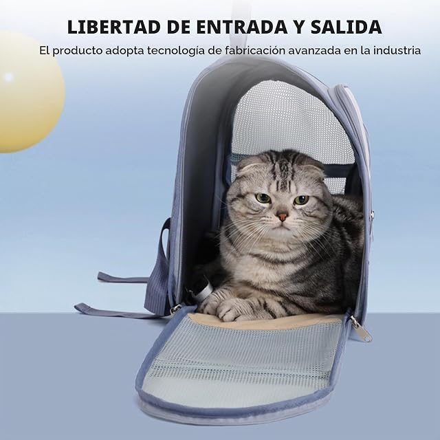 Foto 6 de 8 de Mochila para mascotas para perros pequeños, gatos, mochila portátil y plegable, mochila para perros
