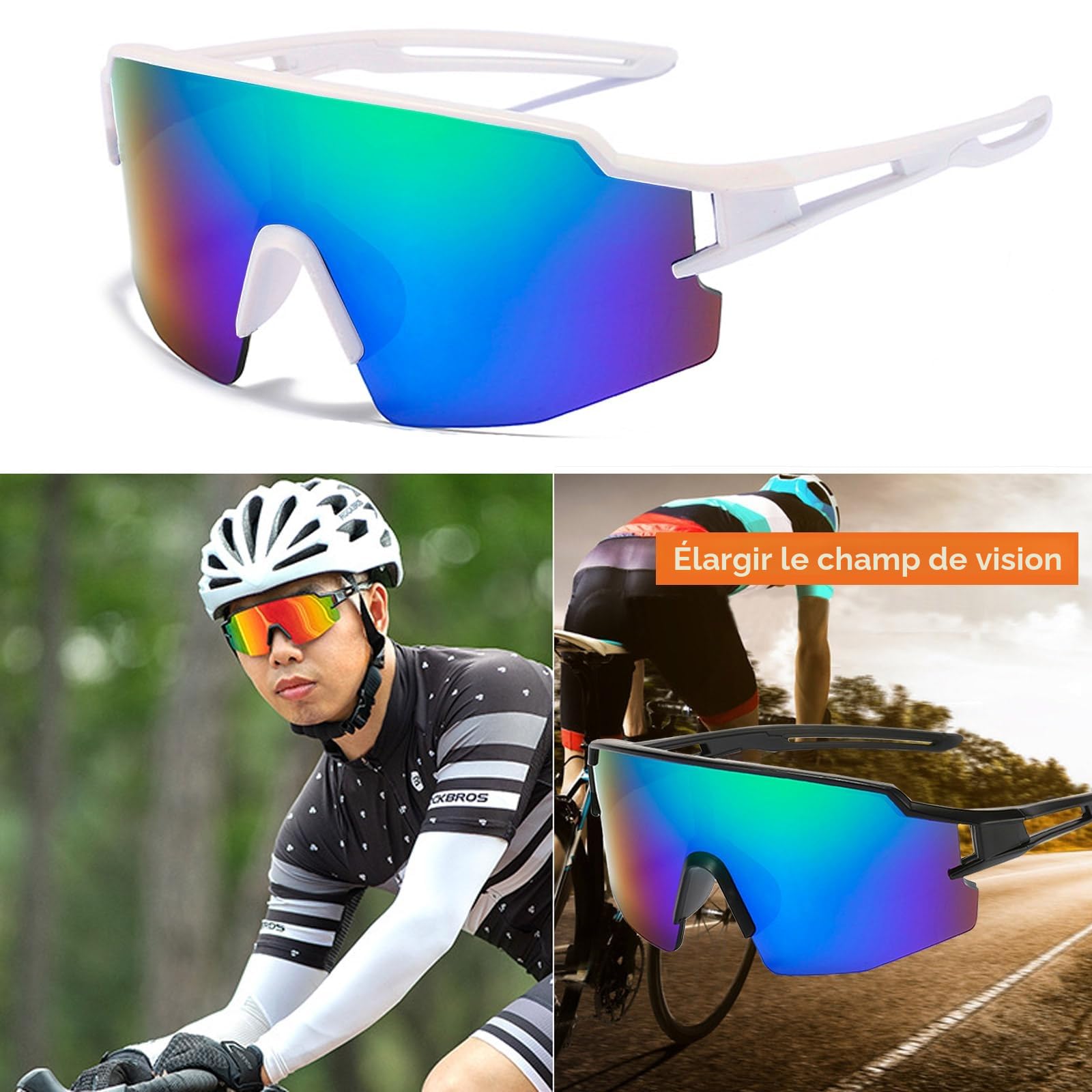 Lunette de Soleil Sport Polarisée, Lunettes de Cyclisme Homme Femme Cyclisme Lunette Protection UV400 Lunette de Soleil pour Course à Pied Cyclisme Pêche Conduite Golf Ski