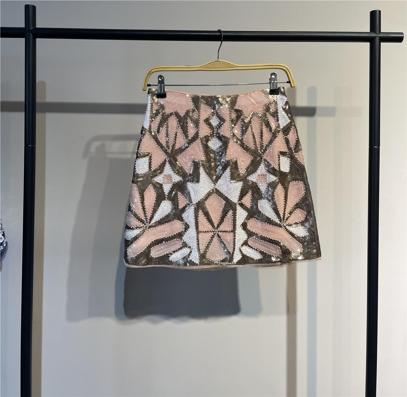 Minigonna Estiva con Paillettes Scintillanti da Donna, Vita Media, Linea Corta, for Lavoro, Streetwear, Discoteca, Lucida
