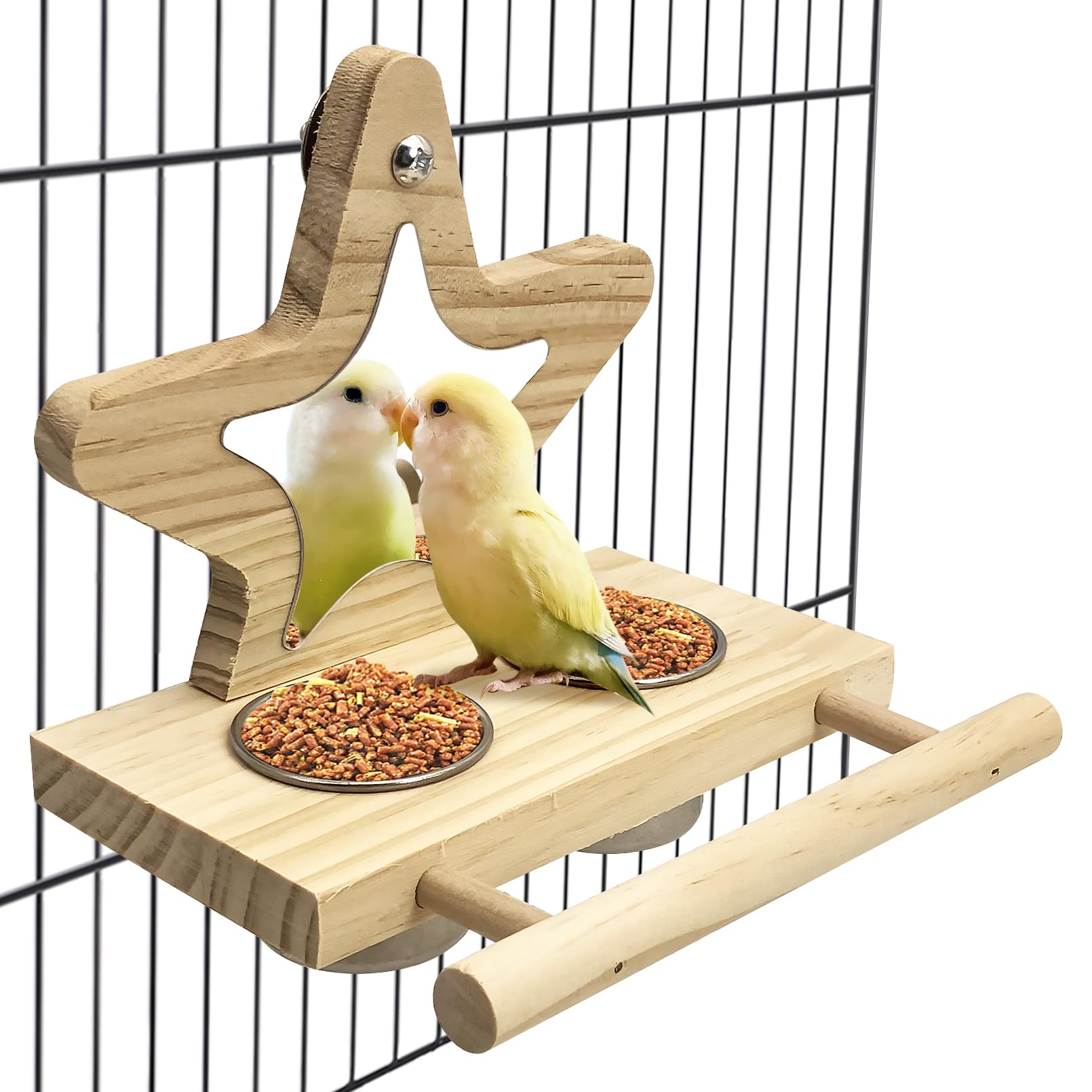 Support nourriture pour oiseaux et coin repas en bois pour conure
