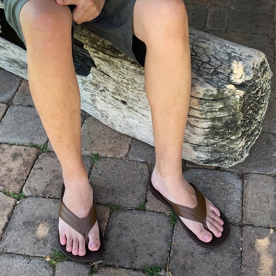 Image of OKABASHI Men's Voyager Flip Flop | Scultped Footbed w /Nonslip Grip | Slip Resistent & Waterproof | Sustainably Made in the USA