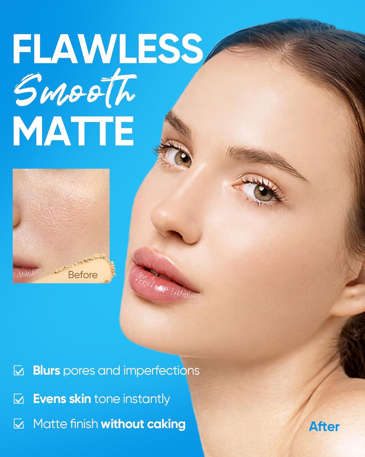 Ultra Cover Powder Foundation, Full Coverage Matte Finish, One-Swipe Flawless Pressed Powder with Oil Control, Lightweight & Long-Lasting, Pore-Blurring for Oily Skin (02 Ivory) - Image 3