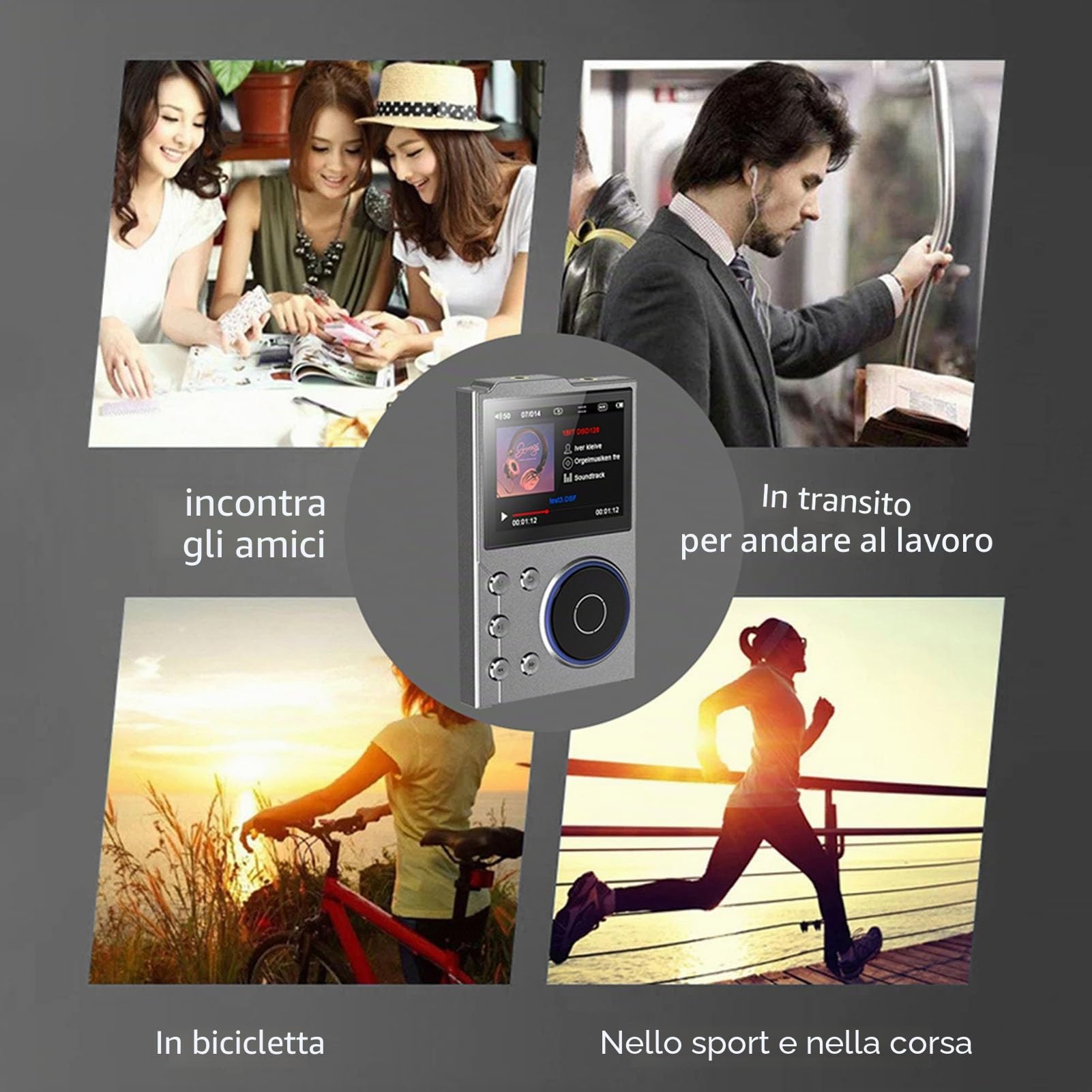 HIFI MP3 Player, Bluetooth 5.3 HD Digital Music Player DSD Senza Perdita di Perdita DSD FLAC con 2,4 Nella Schermata di Display HD, Archiviazione Espandibile per Lettore Audio Ad