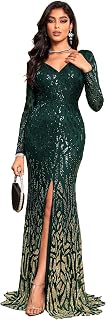 Women's Formal Sequin Bodycon Long Sleeve Prom Dresses Elegant Evening Party Maxi Dresses