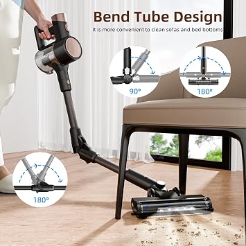 COWSAR Cordless Stick Vacuum Cleaner, Bagless Lightweight Stick Vacuum for Carpet and Floor, 8-in-1 Rechargeable Wireless Powerful Suction Vacuum Cleaner for Home, Gray