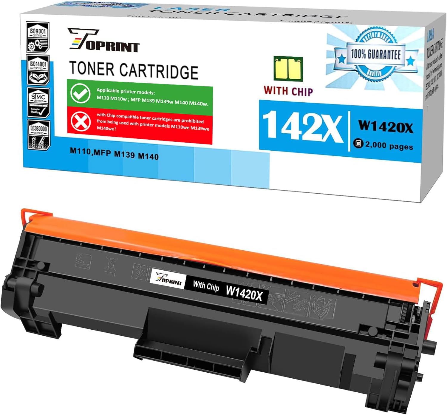 TOPRINT [NO CHIP, WITH TOOL] Compatible Toner Cartridge 142X W1420X