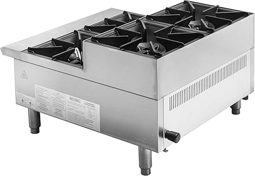 Miniatura 15 de Kratos Cocina de gas comercial para encimera - 2 quemadores, 50,000 BTU total, campo convertible a propano líquido, 12 pulgadas de ancho (29Y-070)