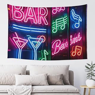 AWUCDIMFWX Tapestry Wall Hanging for Bedroom Aesthetic Wall Mural Tapestries 60x40 Inch Art Backdrop Bars Neon Lights Tapestries Landscape Poster Tapestry for Living Room Office Christmas Home Decor