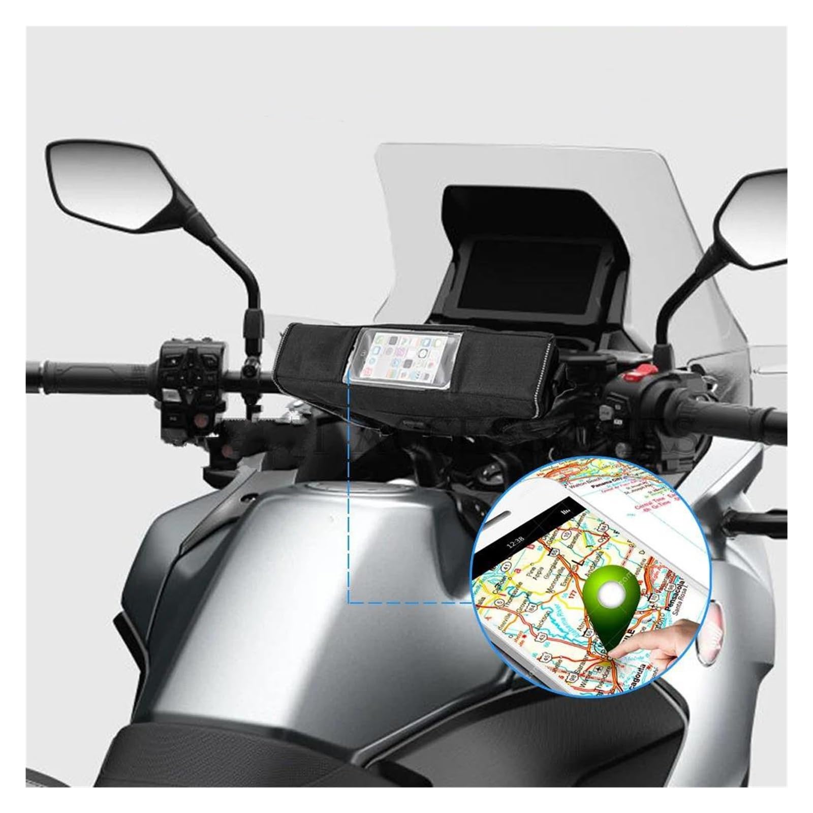 Für KLE 500 Kle Kle500 Aufbewahrungstasche FüR Motorradlenker(Black9-with Logo)