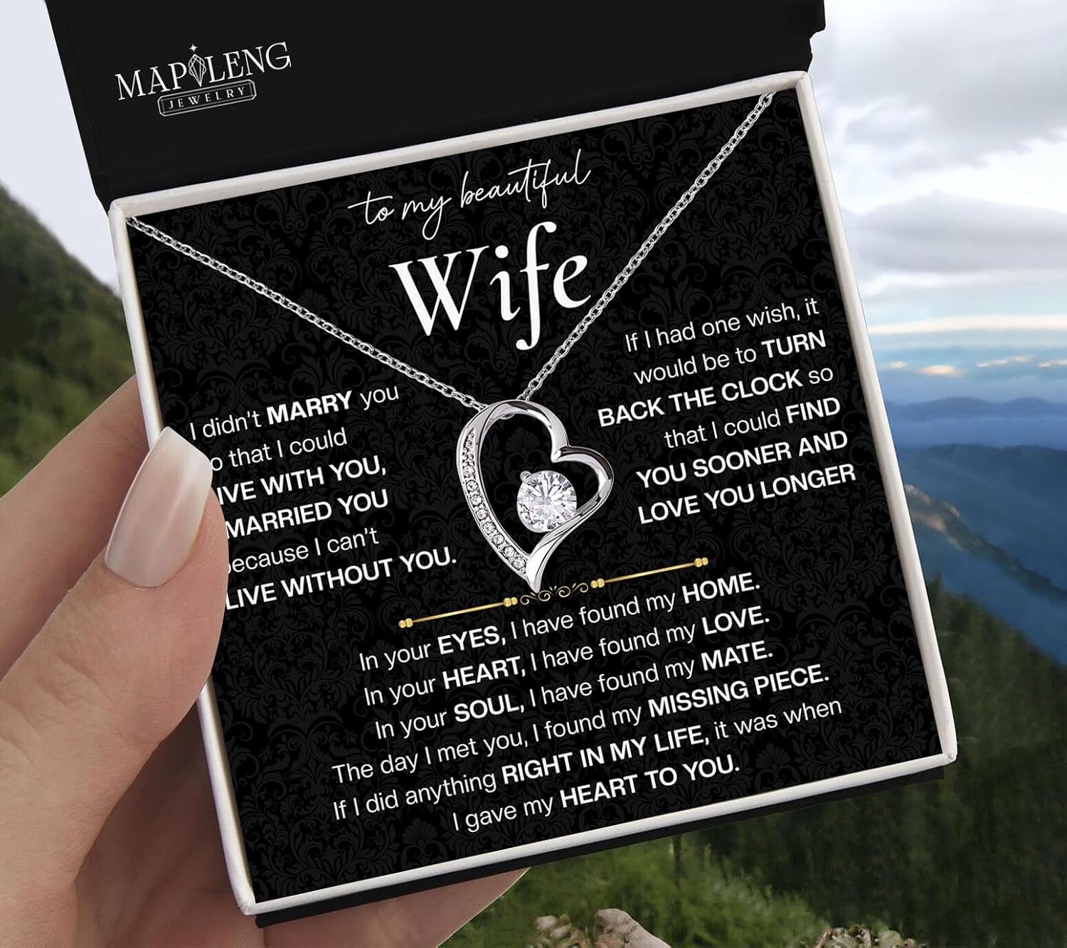 To My Wife – Heart Necklace from Husband with Heartfelt Message Card & Elegant Luxury Gift Box, A Meaningful Romantic Jewelry Gift for Anniversary, Birthday, Wedding, Christmas - Image 3