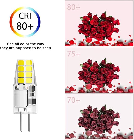G4 LED Bulb 3W Equivalent to 20W-25W T3 JC Type Bi-Pin G4 Base Halogen Bulb, AC/DC 12V Daylight White 6000K G4 Bulb for Puck Light, RV, Under Counter Kitchen Lighting, Under Cabinet Light (10 Pack)
