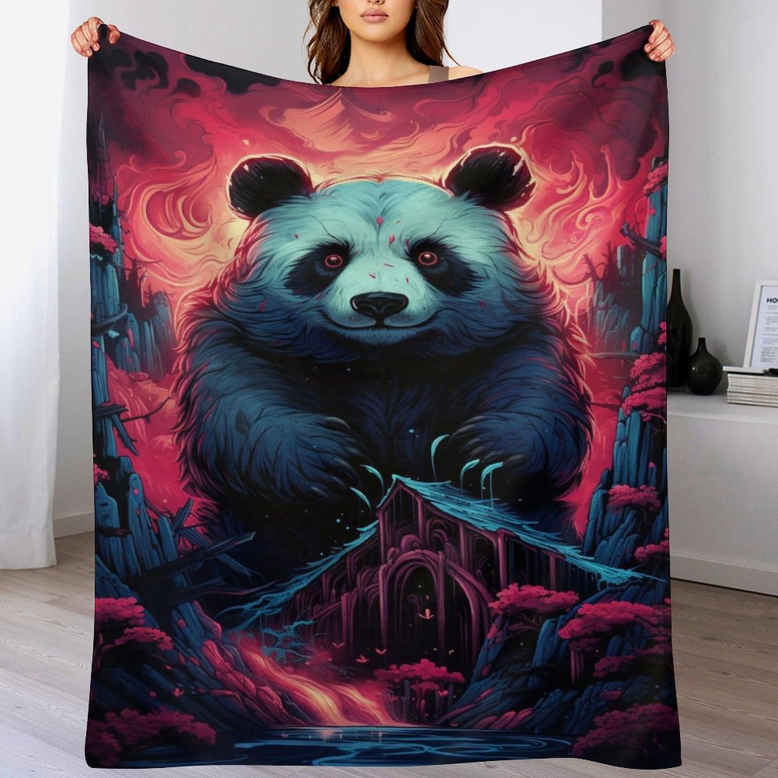 Manta de franela de Panda de 180x200 cm dile adiós al frío en el sofá