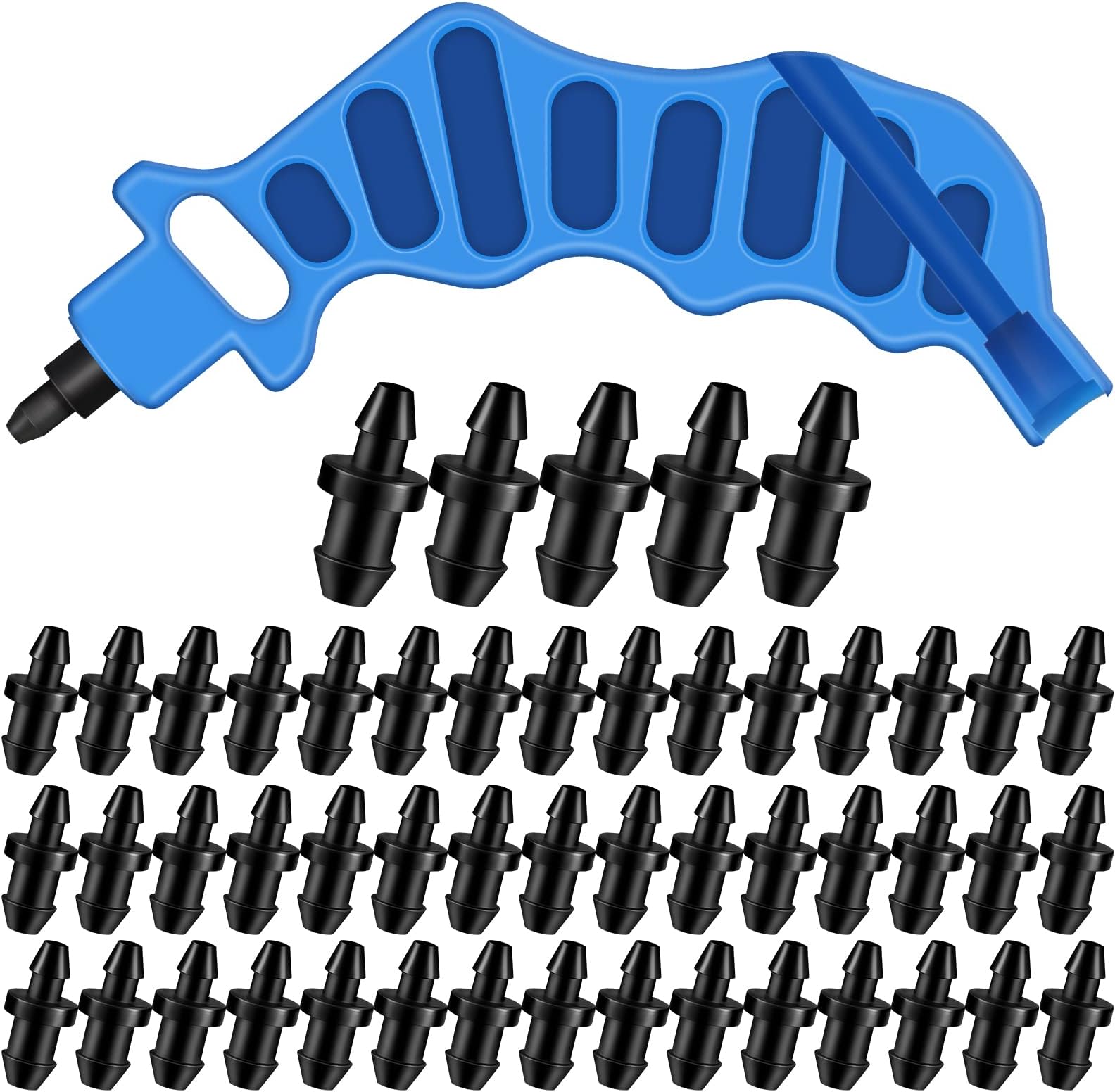 Honoson 51 Pcs Drip Irrigation Hole Punch Tool Set, Drip Irrigation Punch Tool 50 Pcs 1/4 Inch Goof Plugs for Outdoor Garden Lawn Pipe System Hose Tubing(Novel Style)